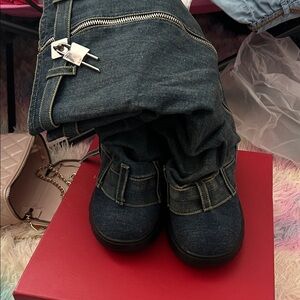 SHEIN Denim Blue Ankle Boots